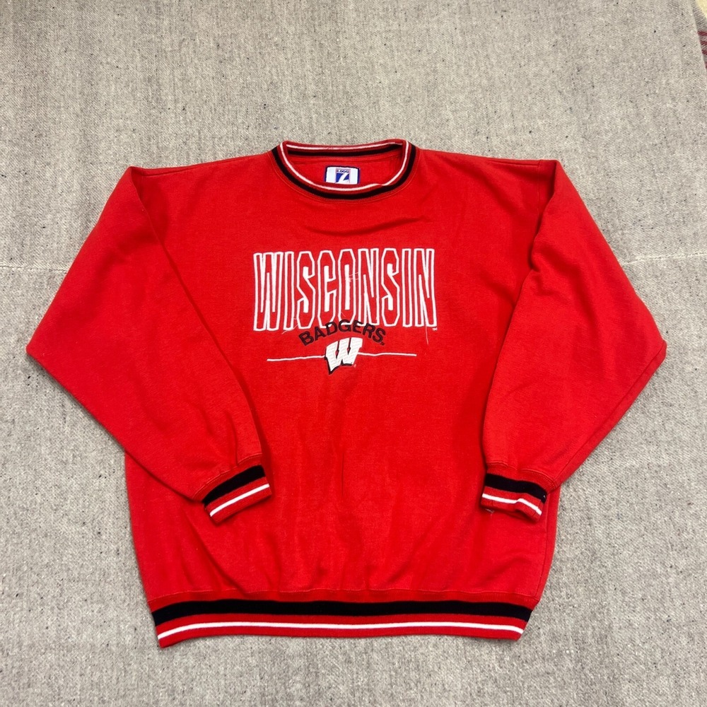 Vintage Wisconsin Badgers Sweatshirt Mens XXL Red 1990s Logo 7